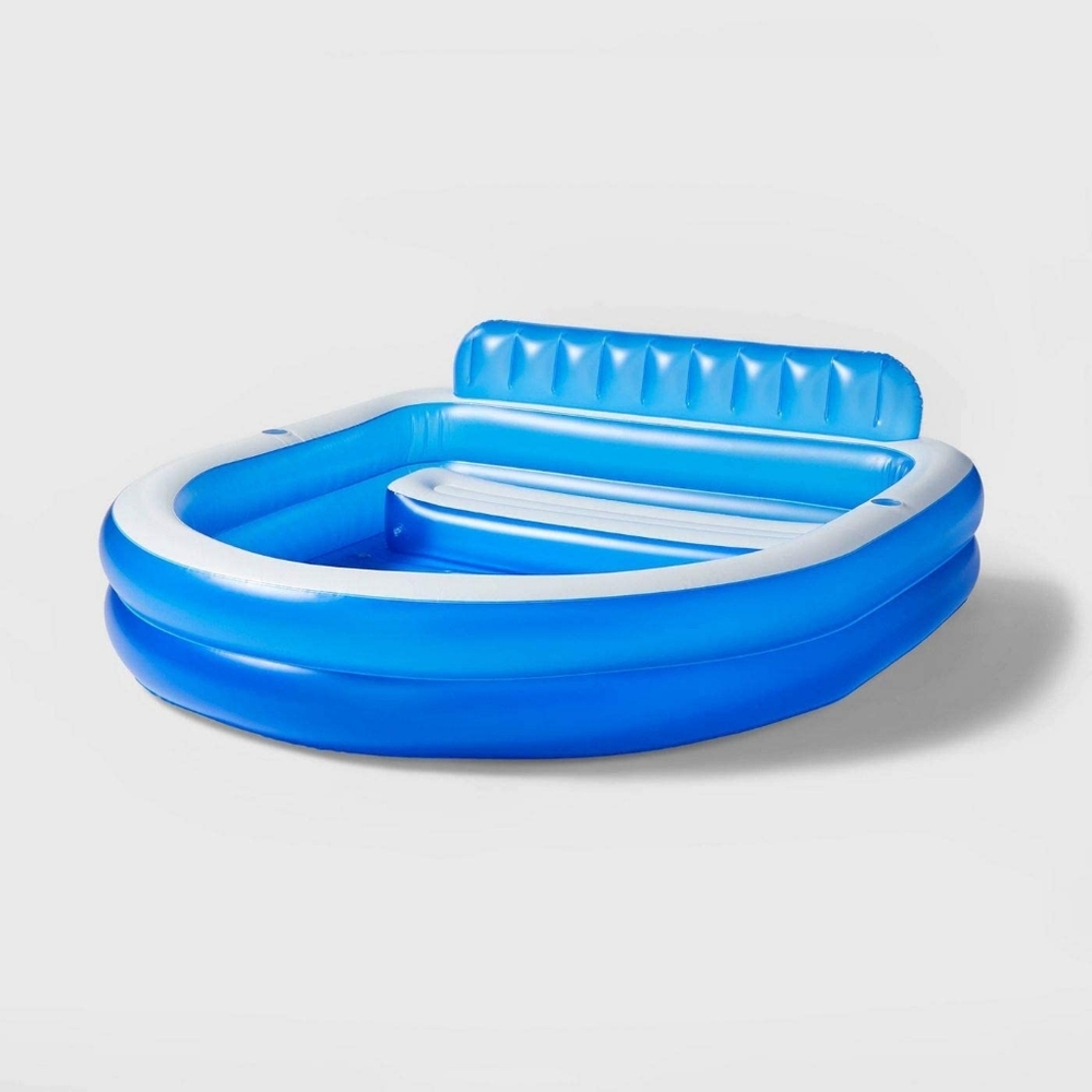 Huge Inflatable Lounge Pool w/ bench & cupholders